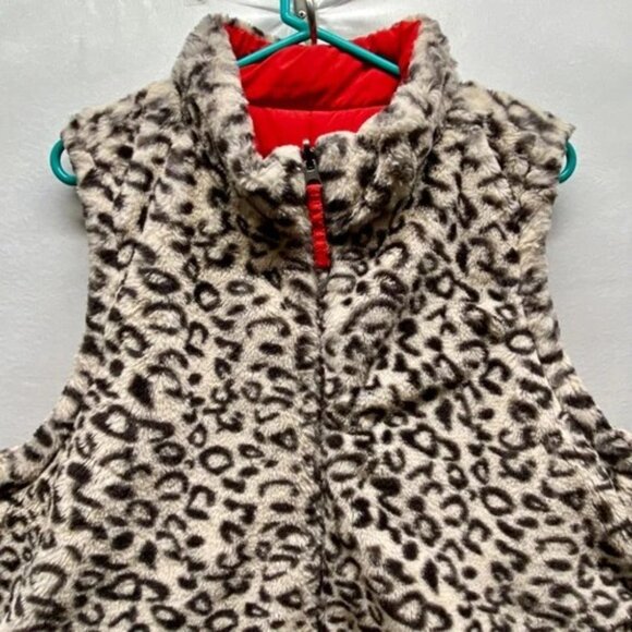 Maurices Reversible Vest Women's XXL Red Puffer Leopard Print Sherpa Full Zip - Picture 6 of 12